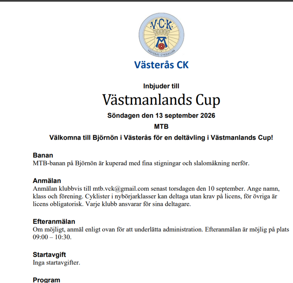 Västmanlandscup - Västerås MTB 13 sept